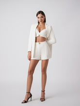 3 piece short, crop and blazer set